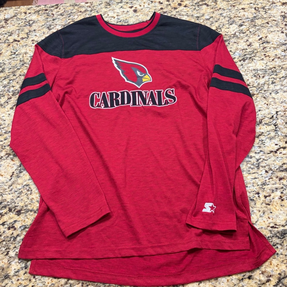 Starter Arizona Cardinals Mens Large Long Sleeve Shirt Red Black NFL Football v